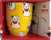 Tokyo Design Studio Kawaii Lucky Cat - Mok - 8.5x10.2cm - 380ml - Geel