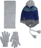 Kitti 3-Delig Winter Set | Muts (Beanie) met Fleecevoering - Sjaal - Handschoenen | 4-8 Jaar Jongens | Sport-03 (K2170-08)