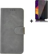 Hoesje Samsung Galaxy A03s - Screenprotector Samsung Galaxy A03s - Wallet Bookcase Grijs + Privacy Screenprotector