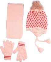 Kitti 3-Delig Winter Set | Muts (Beanie) met Fleecevoering - Sjaal - Handschoenen | 4-8 Jaar Meisjes | Klassiek-04 (K2170-07)