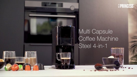 Máquina de café multicápsula 4 en 1 Princess 249450, color Negro / Plata