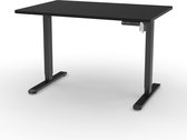 Wobblez Zit-Sta bureau | Elektrisch verstelbaar in hoogte 69-114cm | Zwart tafelblad 120x80cm | Zwart frame | Voorkom rugklachten door af te wisselen met zitten en staan