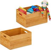 Relaxdays 2x boîte de rangement bambou - boîte de rangement - panier de rangement en bois - boîte de rangement - boîte de rangement