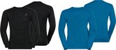 ODLO Suw Top Crew Neck Thermoset Active Warm 2Pack Heren - Black-Mykonos Blue - Maat XL