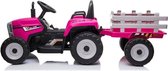Elektrische tractor ride-on – Roze – Met aanhanger