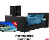 Boxspring Deventer Elektrische vertelbaar Met voetbord tv lift 140x210