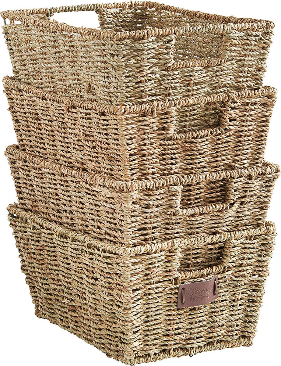 Panier De Rangement En Osier Avec Couvercle Pour Réservoir De Toilettes - 3 Compartiments, 33x13x11cm