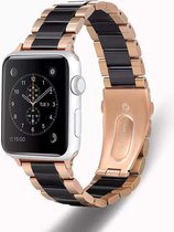 Stalen Smartwatch bandje - Geschikt voor Apple Watch keramiek stalen band - rosé goud/zwart - Strap-it Horlogeband / Polsband / Armband - Maat: 42 - 44 - 45 - 49mm