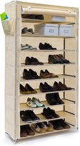 Relaxdays 1 x schoenenrek VALENTIN - 9 etages - stofkast - schoenenkast - rek - beige