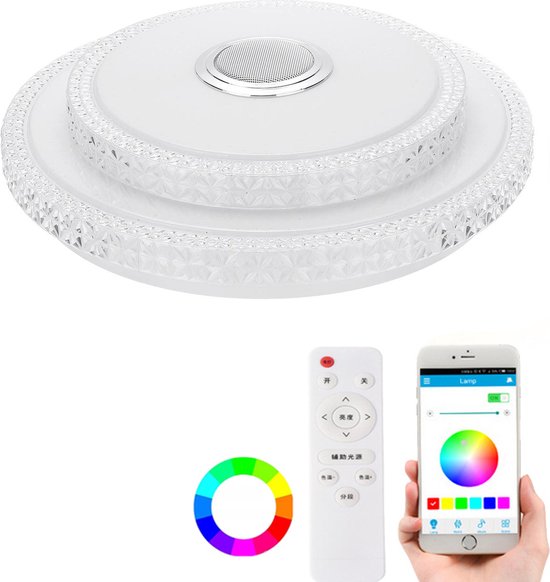 Avonturier gips residentie 2-in-1 Plafondlamp - RGB LED Verlichting - Plafonnière Lamp Met Bluetooth  Speaker -... | bol.com