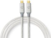 USB-Kabel | USB 3.2 Gen 2x2 | USB-C™ Male | USB-C™ Male | 20 Gbps | Verguld | 1.00 m | Rond | Gebreid / Nylon | Zilver | Cover Window Box