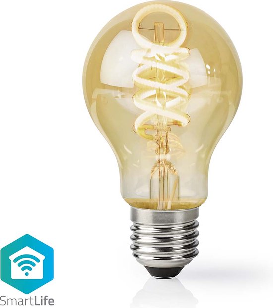 Nedis WIFILT10GDA60 Wi-fi Warm Tot Koel Wit Led Filamentlamp Gedraaid E27  A60 5,5 W 350 Lm | bol.com