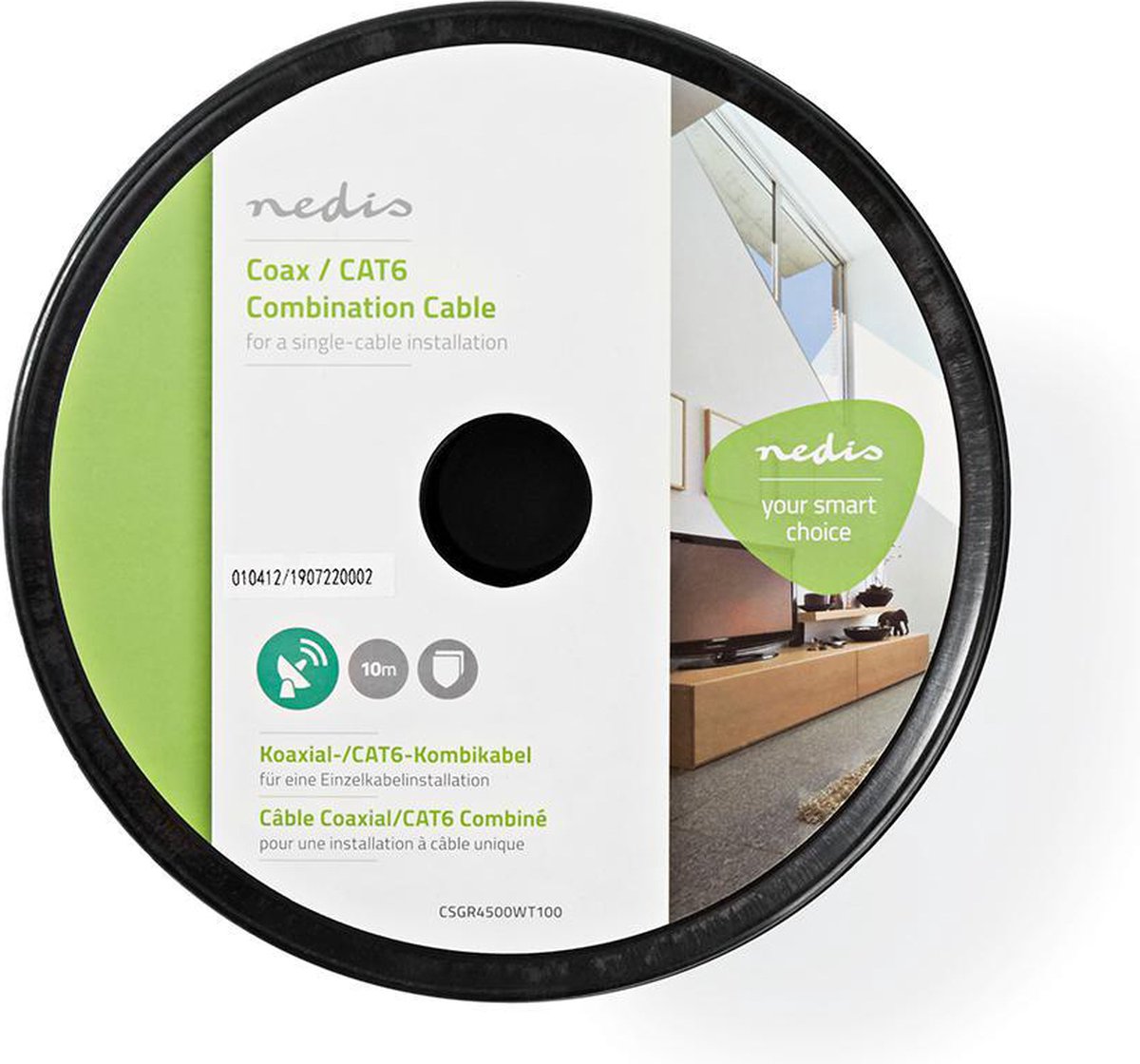 Nedis Iec (coax) Cat6 Combikabel Op Rol | Csgr4500wt100 | Wit