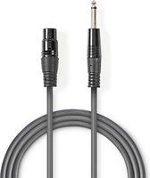 Nedis Ongebalanceerde Audiokabel - XLR 3-Pins Female - 6,35 mm Male - Vernikkeld - 3.00 m - Rond - PVC - Donkergrijs - Kartonnen Sleeve