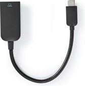 USB 3.2 Gen 1, USB-C Mâle, HDMI Femelle, 4K@60Hz, 0.20 m, Rond, Plaqué nickel, PVC, Noir, Sac en Plastique
