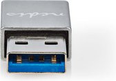 Nedis USB-A Adapter - USB 3.2 Gen 1 - USB-A Male - USB-C Female - 5 Gbps - Rond - Vernikkeld - Zwart - Doos
