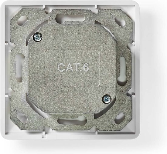 Boîtier mural Réseau Nedis | Intégré | 2 ports | CAT6 | droite | Femme | Plaqué or | PVC | Blanc | Boîte