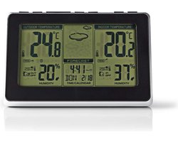 Nedis Weerstation - Binnen & Buiten - Inclusief draadloze weersensor - Weersvoorspelling - Tijdweergave - LCD - Wekkerfunctie