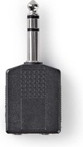 Nedis Stereo-Audioadapter | 6,35 mm Male | 2x 6,35 mm Female | Vernikkeld | Recht | ABS | Zwart | 10 Stuks | Polybag