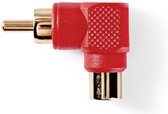 Nedis Mono-Audioadapter | RCA Male | RCA Female | Verguld | 90° Gehoekt | ABS | Rood | 10 Stuks | Polybag