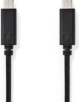 Nedis USB-Kabel - USB 3.2 Gen 1 - USB-C Male - USB-C Male - 60 W - 4K@60Hz - 5 Gbps - Vernikkeld - 1.00 m - Rond - PVC - Zwart - Doos
