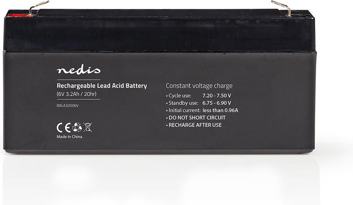 Nedis Oplaadbare Loodaccu - Lead-Acid - Oplaadbaar - 6 V - 3200 mAh
