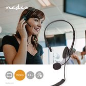 Nedis PC-Headset | On-Ear | Mono | RJ9 | Opvouwbare Microfoon | 2.20 m | Zwart