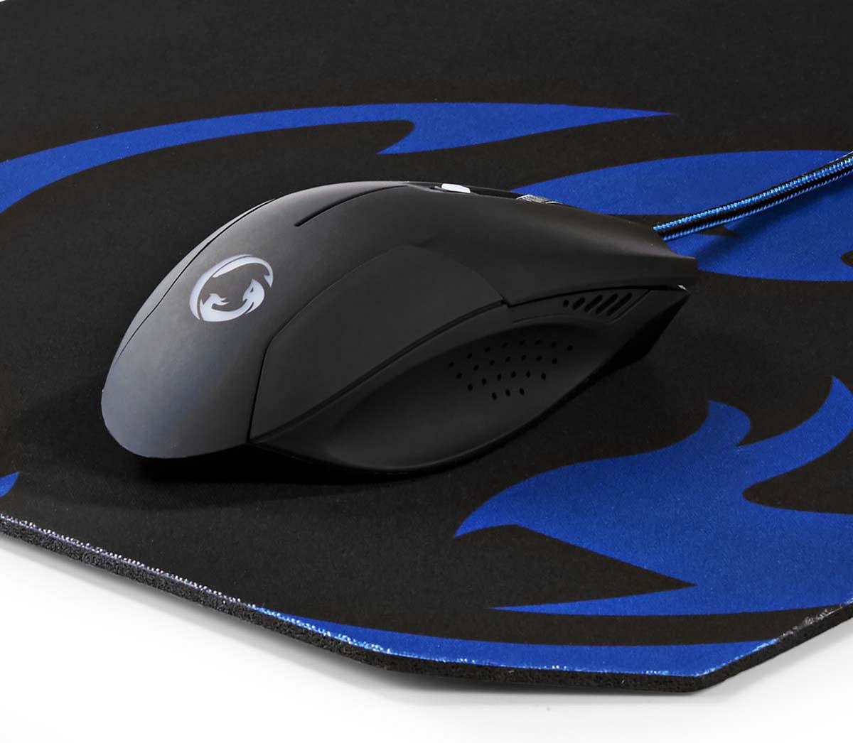 Nedis Gaming Muis & Muismat – Bedraad – 2400 DPI – Optisch – Ergonomisch – Zwart thumbnail 3