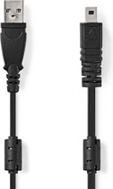 USB-Kabel | USB 2.0 | USB-A Male | US-E6 8-pins Male | 480 Mbps | Vernikkeld | 2.00 m | Rond | PVC | Zwart | Polybag