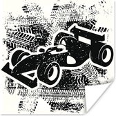 Une illustration astucieuse d'un poster de voiture de course de Formule 1 noir et blanc 50x50 cm - Tirage photo sur Poster (décoration murale salon / chambre)