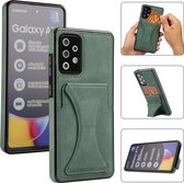 Samsung Galaxy A52 Lederen Hoesje | Back Cover Telefoonhoesje | Pasjeshouder | Groen