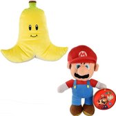 Super Mario Bros Pluche Knuffel Set: Mario + Banana (Banaan) 26 cm | Mario Luigi Nintendo Plush Toy | Speelgoed knuffeldier knuffelpop voor kinderen | mario odyssey party kart | Yo