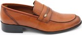 Heren instappers- Mannen loafer- Nette herenschoenen 1180- Leather- Cognac 43