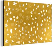 Wanddecoratie Metaal - Aluminium Schilderij Industrieel - Kerst - Goud - Patroon - 60x40 cm - Dibond - Foto op aluminium - Industriële muurdecoratie - Voor de woonkamer/slaapkamer