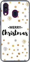 Geschikt voor Samsung Galaxy A40 hoesje - Merry Christmas - Kerst - Goud - Quotes - Spreuken - Siliconen Telefoonhoesje