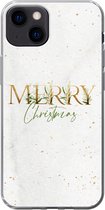 Geschikt voor iPhone 13 hoesje - Kerst - Quotes - Merry Christmas - Spreuken - Goud - Siliconen Telefoonhoesje