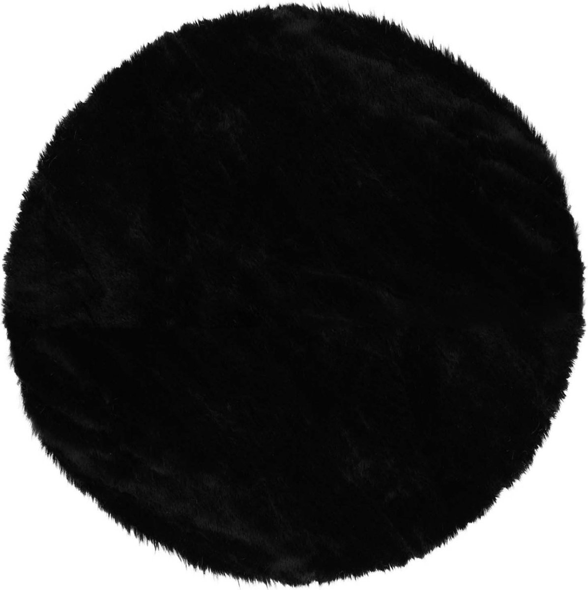 Decomat rond / onderzetter / imitatiebont / decoratie - Zwart - ø 40 cm