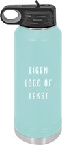Waterfles RVS 1 liter mint Eigen tekst of logo