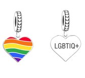 Tracelet - Zilveren bedels - Bedel Hart Regenboog | LGBTIQ+ pride | 925 Sterling Zilver - Pandora compatible - Met 925 zilver certificaat - In mooie cadeauverpakking - Valentijn