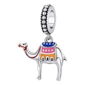 Tracelet - Zilveren bedels - Bedel kameel | Hangend met emaille | 925 Sterling Zilver - Pandora Compatible - Met 925 Zilver Certificaat - Tip voor Valentijn