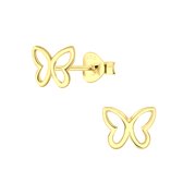 Joy|S - Zilveren vlinder oorbellen - 8 x 6 mm - 14k goudplating