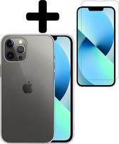 Hoesje Geschikt voor iPhone 13 Pro Hoesje Siliconen Case Hoes Met Screenprotector - Hoes Geschikt voor iPhone 13 Pro Hoes Cover Case - Transparant