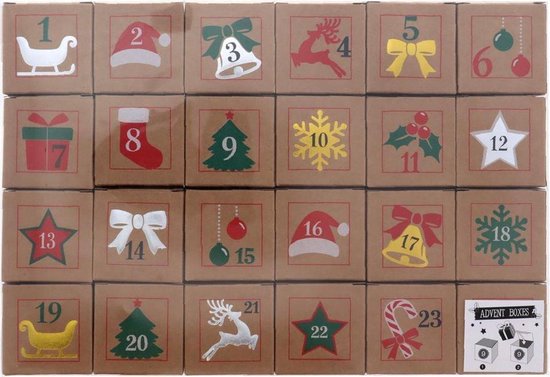 Advent kalender met heerlijke Tony chocolonely Tiny Tony chocolade, voor elk doosje 1 | Cadeau / Kerst