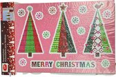 Kerst Raamstickers - Transparant  - Kerstbomen - 24x33 cm - Kunststof - 2 Stickers - MERRY CHRISTMAS