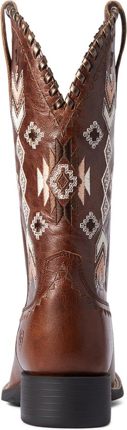Bottes D'équitation ARIAT Round Up Ryder Western – Femme – Marron Et Bleu – Taille UK 3.5