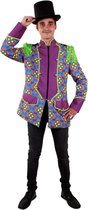 Clown & Nar Kostuum | Flower Power Jas Hippie Circus Directeur Man | Maat 58 | Carnaval kostuum | Verkleedkleding