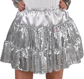 Glitter & Glamour Kostuum | Disco Rok Zilveren Pailletten Vrouw | XL | Carnaval kostuum | Verkleedkleding