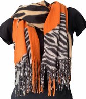 Lange Warme Sjaal - Zebra Print - Oranje - 180 x 70 cm (22-51#)