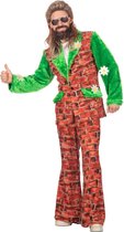 Wilbers - Hippie Kostuum - Papa Muurbloempje - Man - rood,groen - Maat 50 - Carnavalskleding - Verkleedkleding