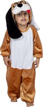 Wilbers - Hond & Dalmatier Kostuum - Natte Neus Natte Tong Hond Kind Kostuum - bruin - Maat 110 - Carnavalskleding - Verkleedkleding